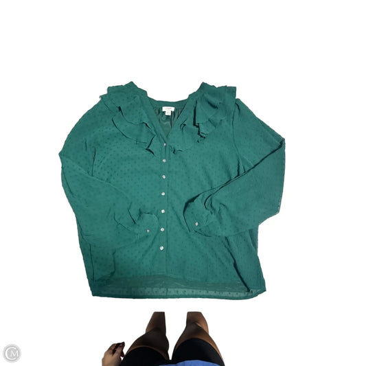 Top Long Sleeve By J. Crew In Green, Size: Xxl