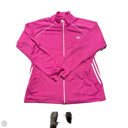 Athletic Top Long Sleeve Collar By Adidas In Pink, Size: 2x