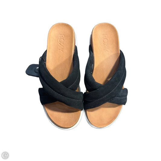 Sandals Heels Platform By Roxy In Black & Brown, Size: 7
