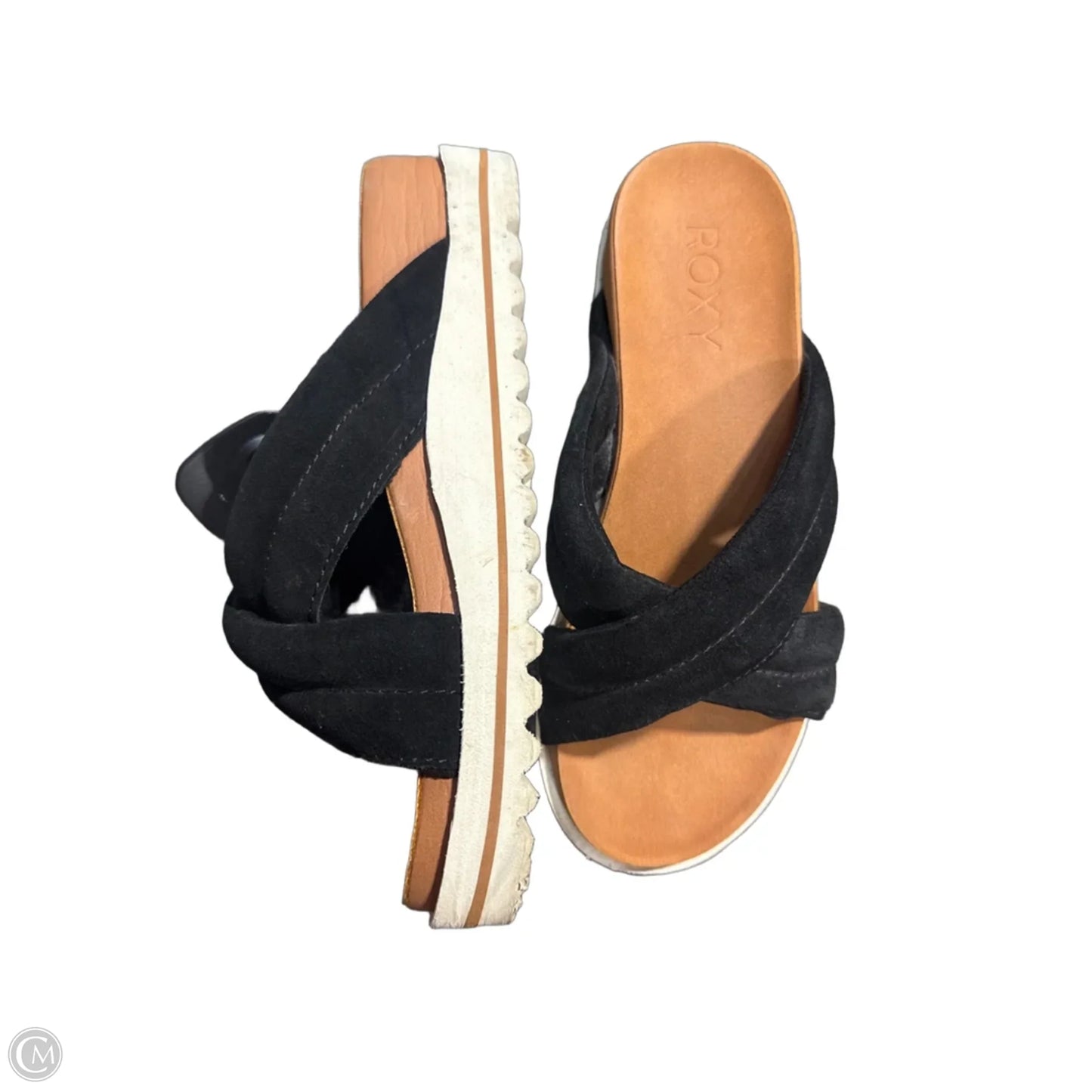 Sandals Heels Platform By Roxy In Black & Brown, Size: 7