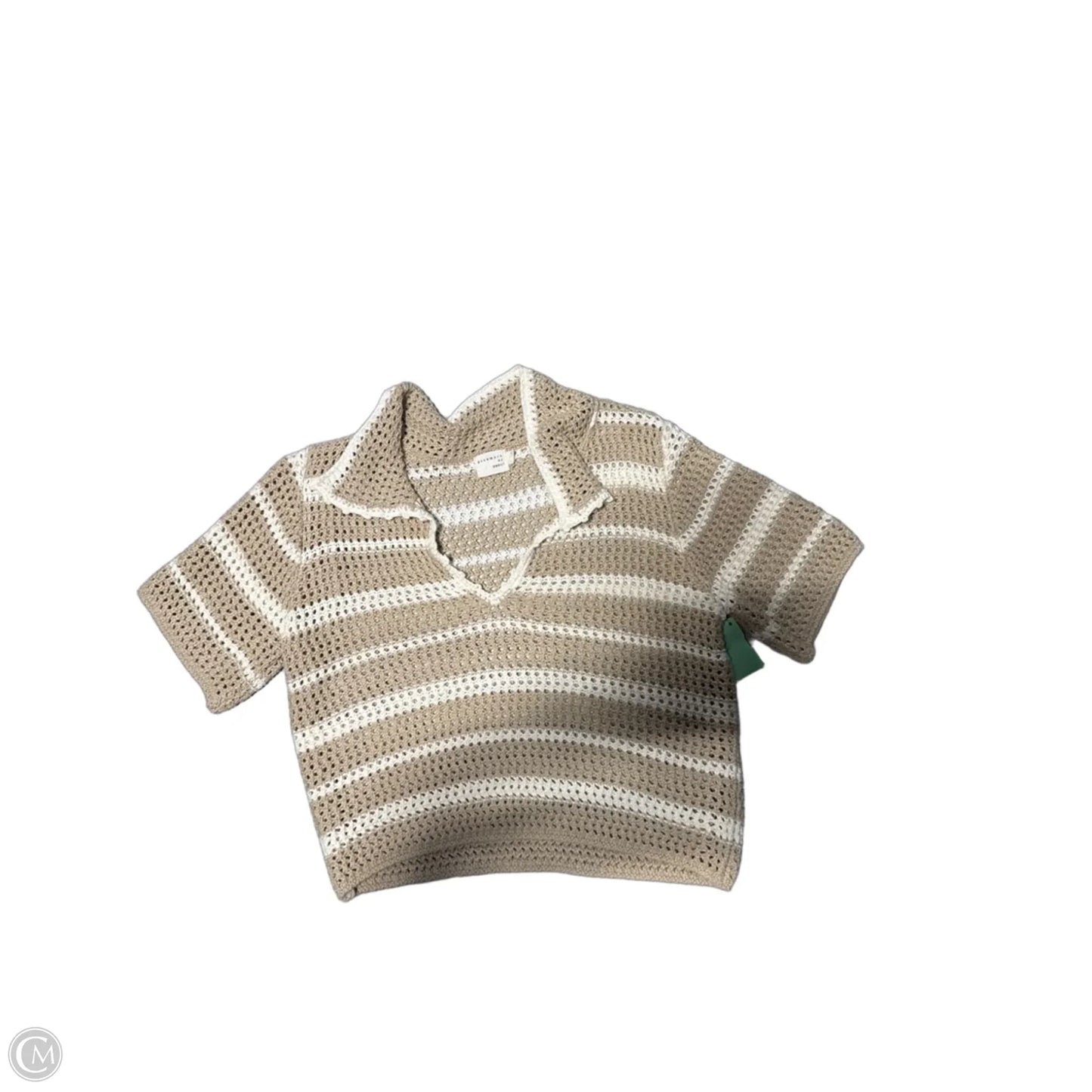 Top Short Sleeve By Dreamers In Tan & White, Size: S