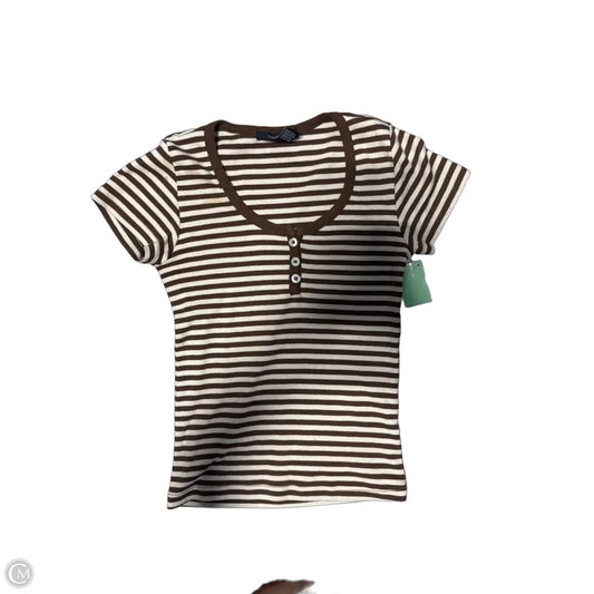 Top Short Sleeve By Forever 21 In Brown & Cream, Size: S