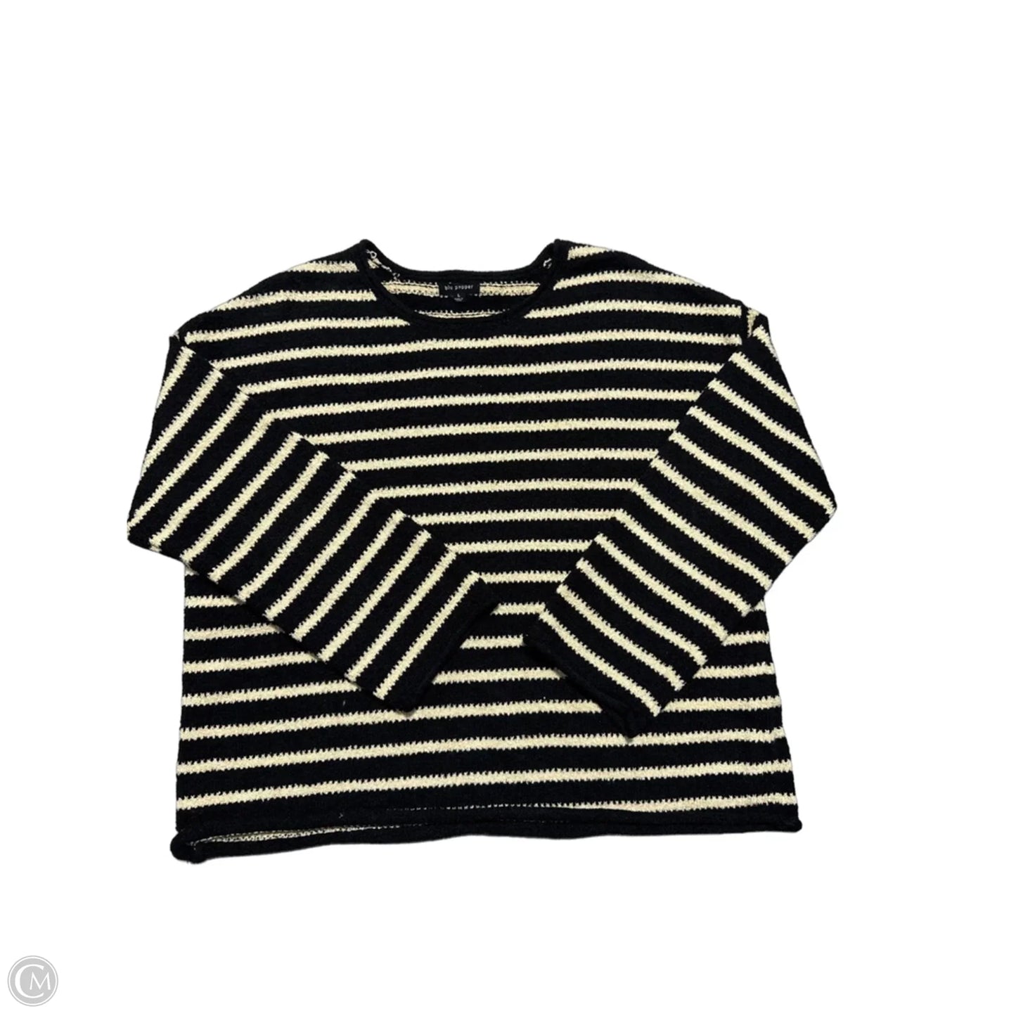 Sweater By Blu Pepper In Black & Cream, Size: L