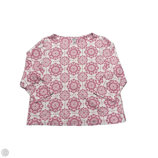 Top 3/4 Sleeve By Croft And Barrow In Pink & White, Size: Xl