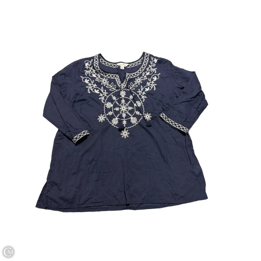 Top 3/4 Sleeve By Studio Works In Navy, Size: L