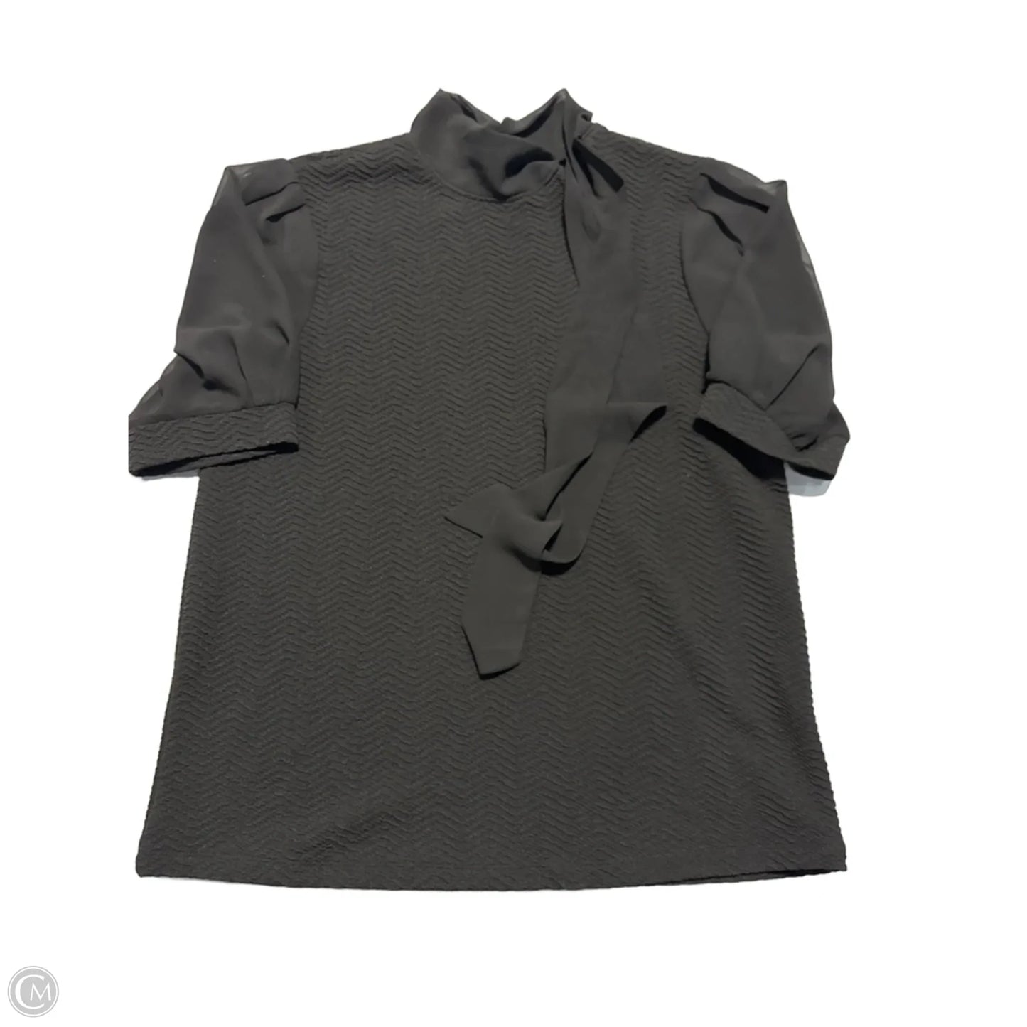 Blouse Short Sleeve By Cable And Gauge In Black, Size: L