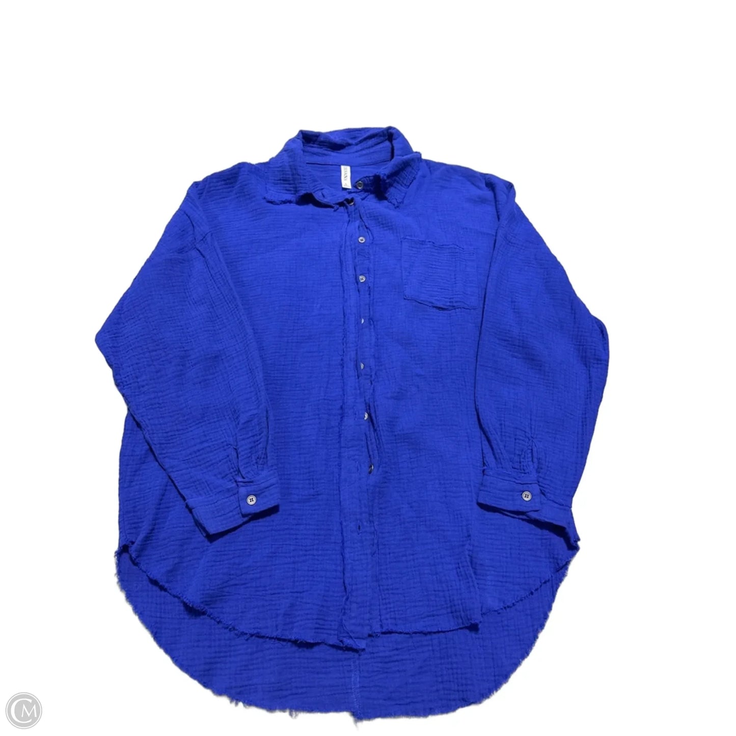 Top Long Sleeve By Zenana In Blue, Size: L