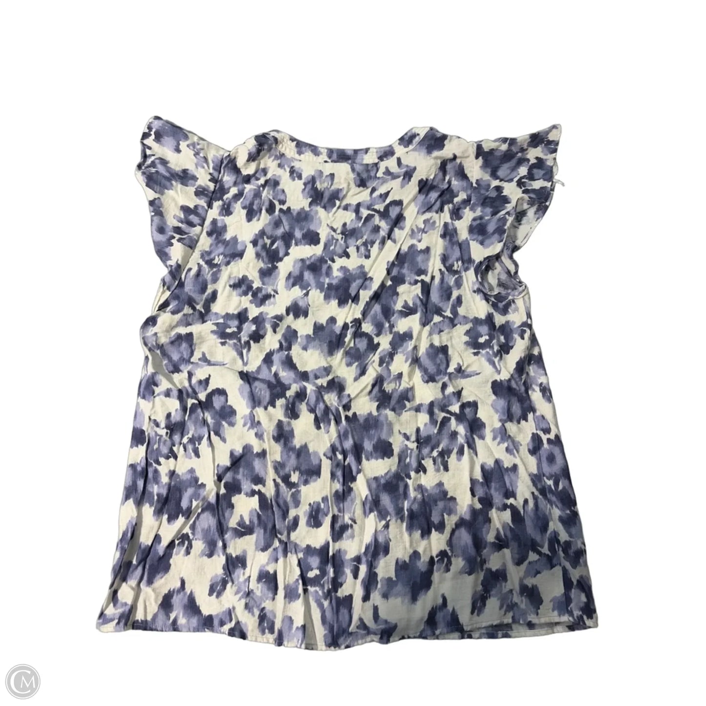 Top Short Sleeve By Chaus In Blue & White, Size: L