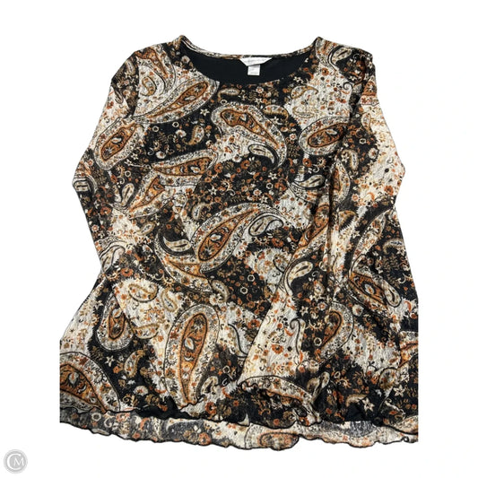 Top Long Sleeve By Christopher And Banks In Geometric Pattern, Size: Xl