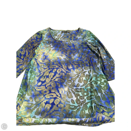 Top Long Sleeve By Nina Leonard In Blue & Green, Size: Xl
