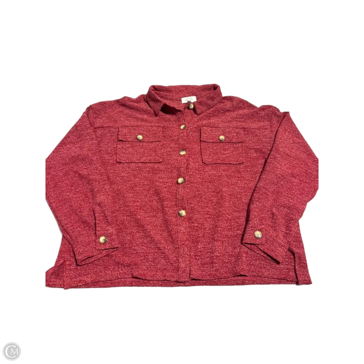 Top Long Sleeve By Gilli In Red, Size: L