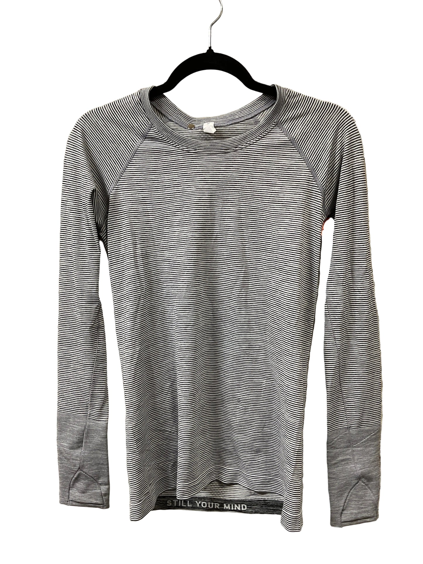 Athletic Top Ls Crewneck By Lululemon In Striped Pattern, Size:8
