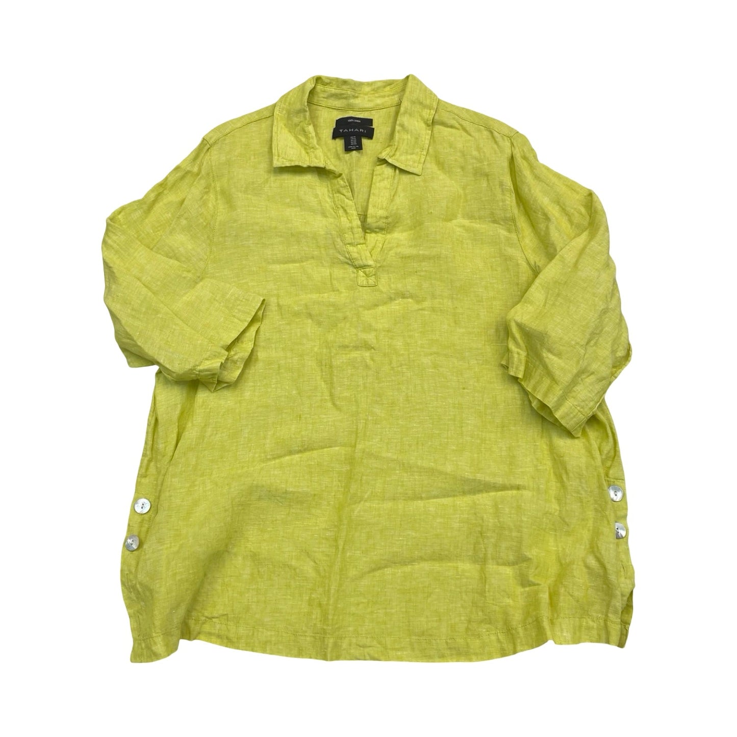 Top 3/4 Sleeve By Tahari In Chartreuse, Size:1X