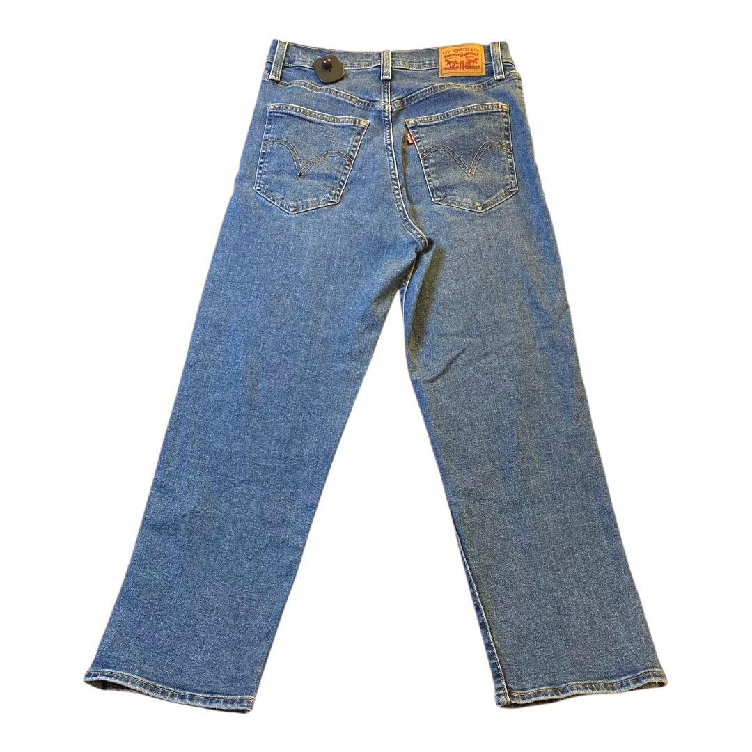 Jeans Wide Leg By Levis In Blue Denim, Size:8