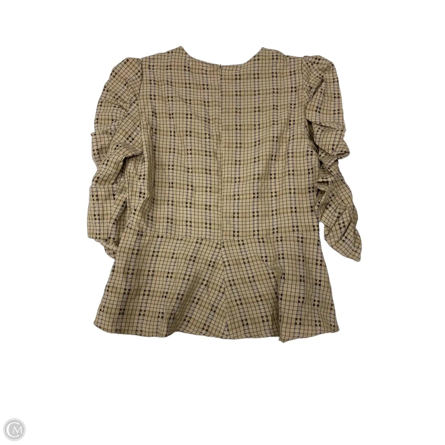 Top Long Sleeve By Pinky In Brown & Tan, Size: M