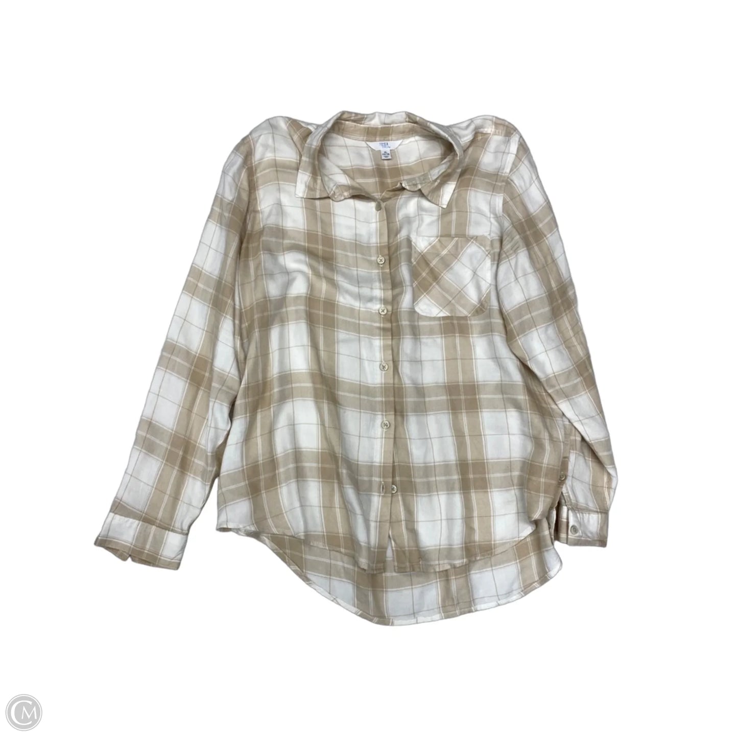 Top Long Sleeve By Time And Tru In Plaid Pattern, Size: Xl
