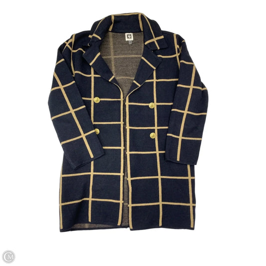 Sweater Cardigan By Anne Klein In Blue & Tan, Size: S