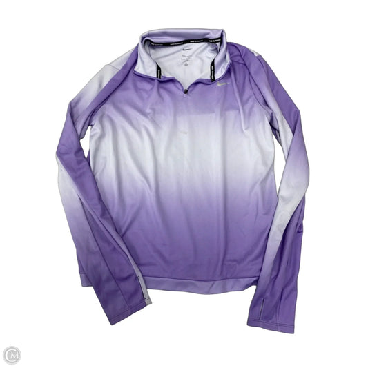 Athletic Top Long Sleeve Collar By Nike Apparel In Purple, Size: L
