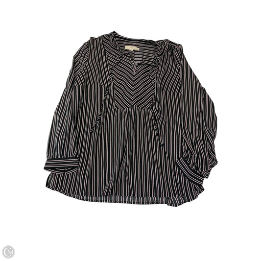 Blouse Long Sleeve By Loft In Striped Pattern, Size: Xl
