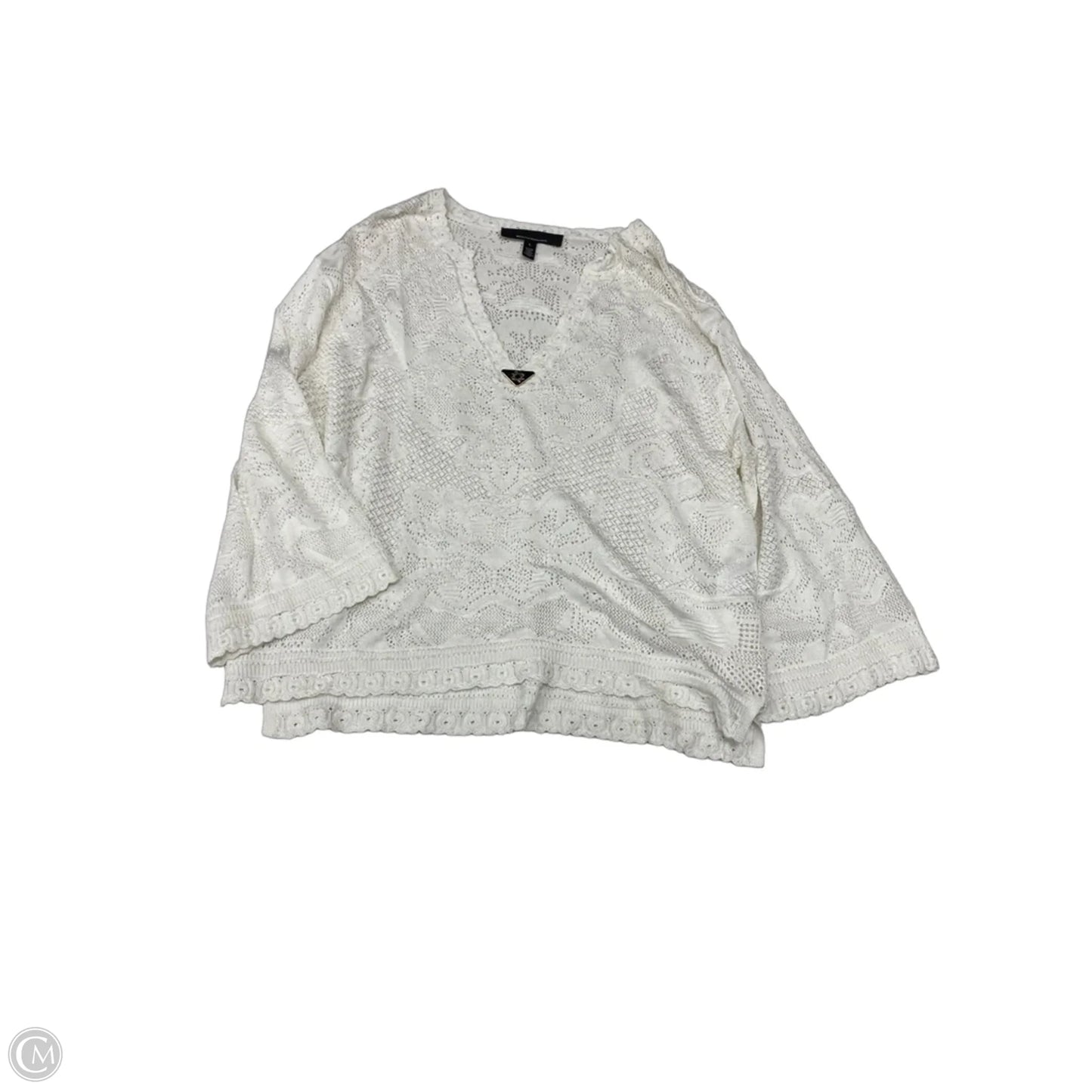 Top Long Sleeve By White House Black Market In Ivory, Size: L