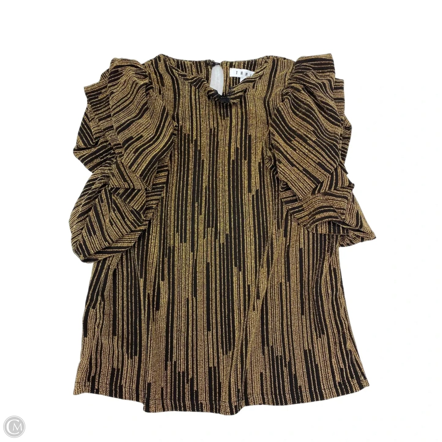 Top Short Sleeve By Thml In Black & Gold, Size: S