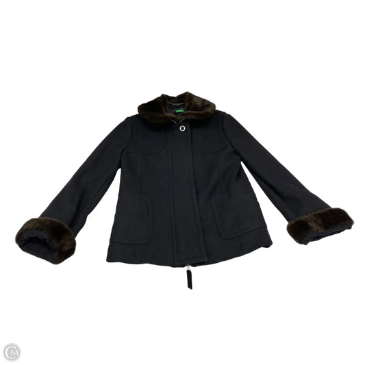 Coat Wool By Benetton In Black & Brown, Size: M