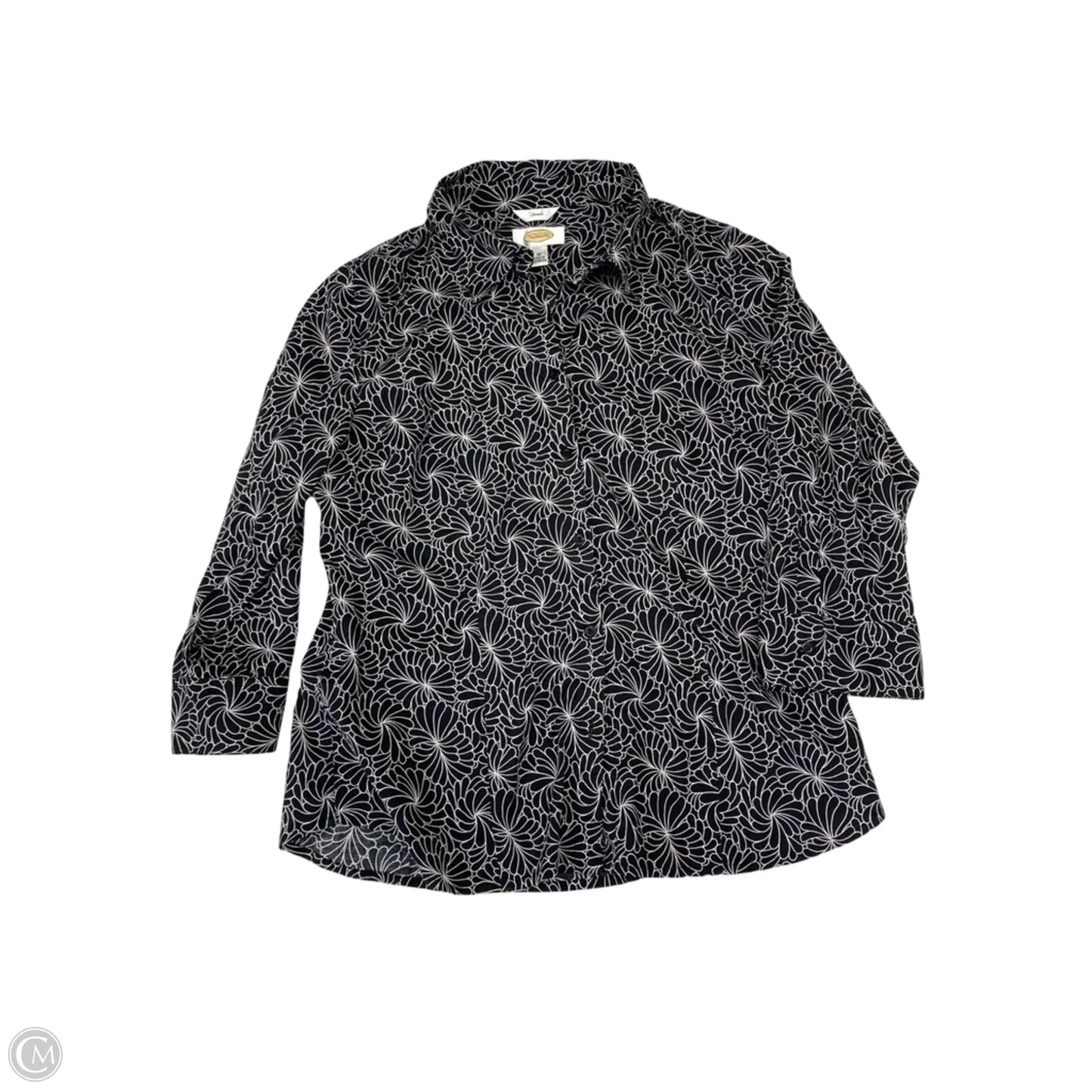 Top 3/4 Sleeve By Talbots In Black & White, Size: M