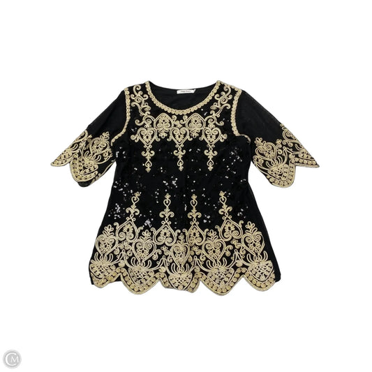 Blouse Short Sleeve By Simply Couture In Black & Gold, Size: Xl