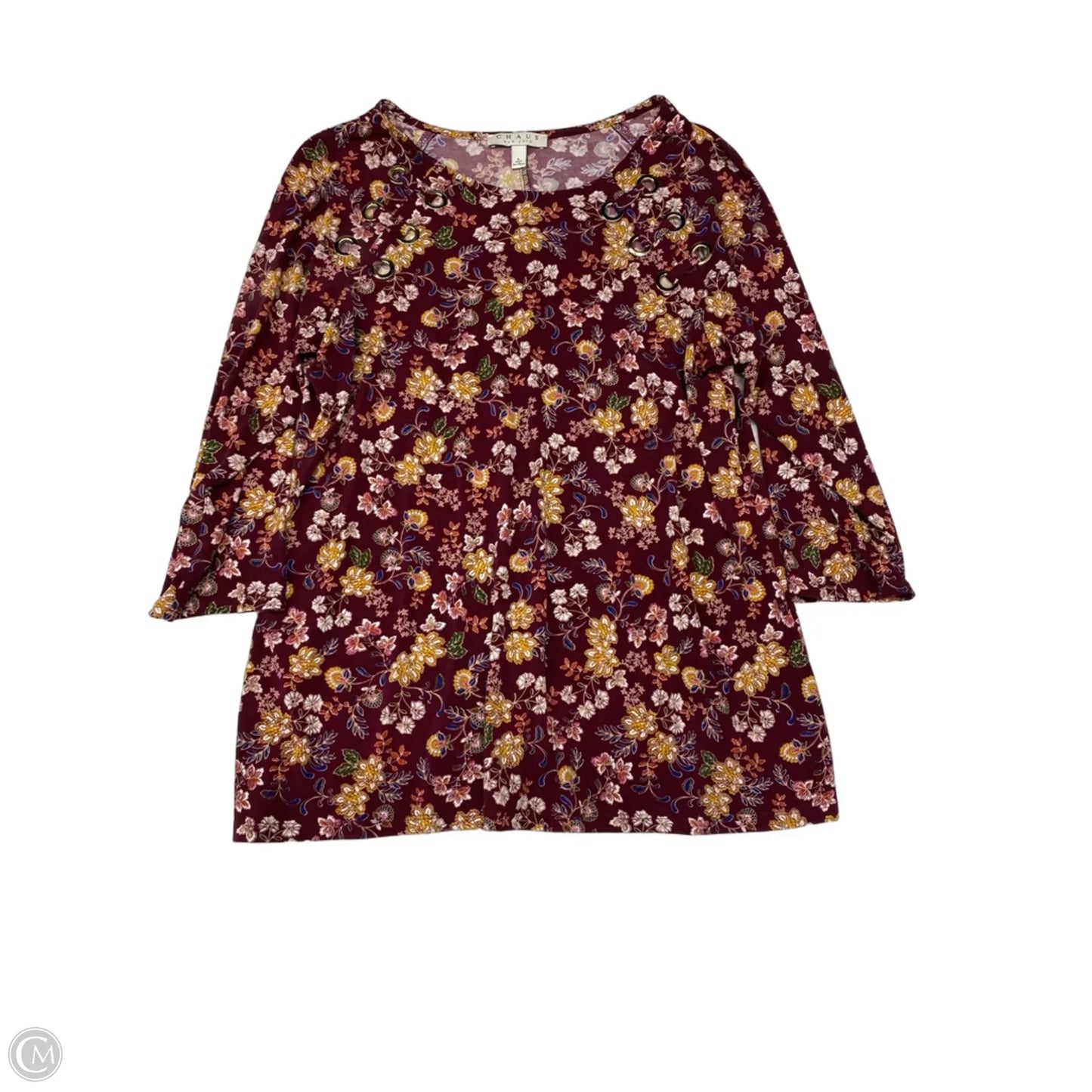 Top 3/4 Sleeve By Chaus In Floral Print, Size: L