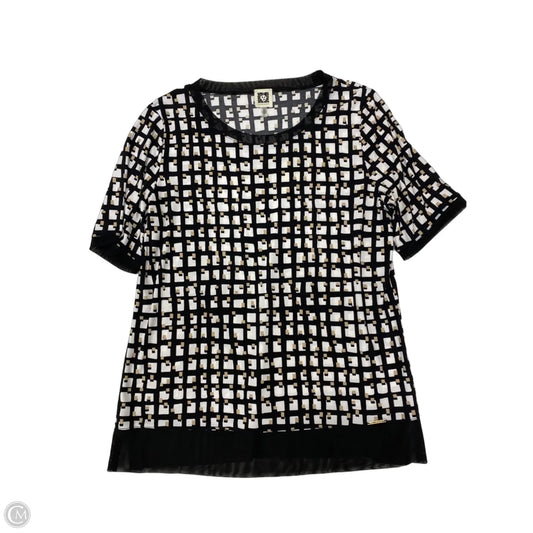 Blouse Short Sleeve By Anne Klein In Geometric Pattern, Size: M