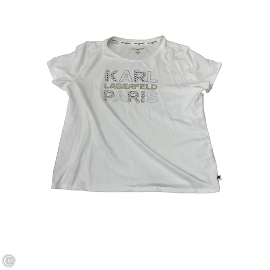 Top Short Sleeve Designer By Karl Lagerfeld In White, Size: Xl