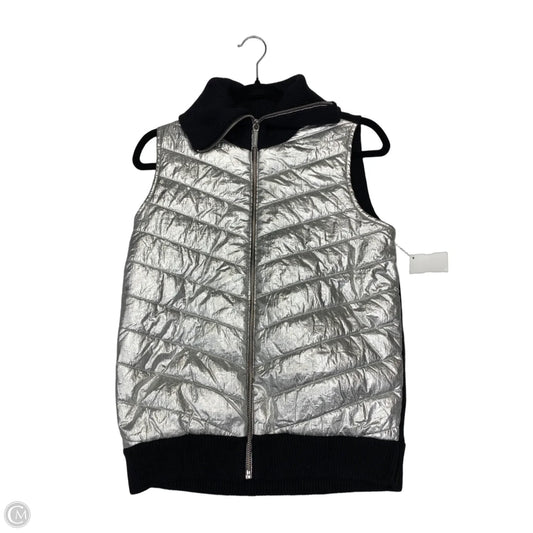 Vest Puffer & Quilted By Michael By Michael Kors In Black & Silver, Size: M