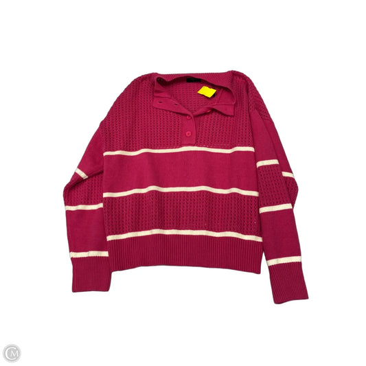 Sweater By Tahari In Pink & White, Size: Xl