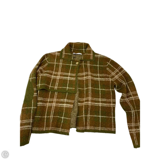 Sweater Cardigan By Zara In Plaid Pattern, Size: S