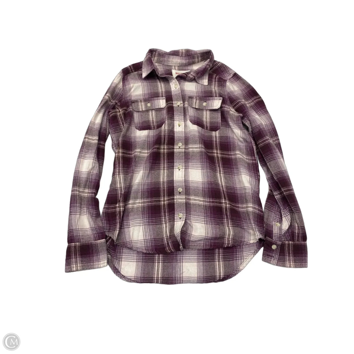 Top Long Sleeve Basic By Mossimo In Plaid Pattern, Size: M