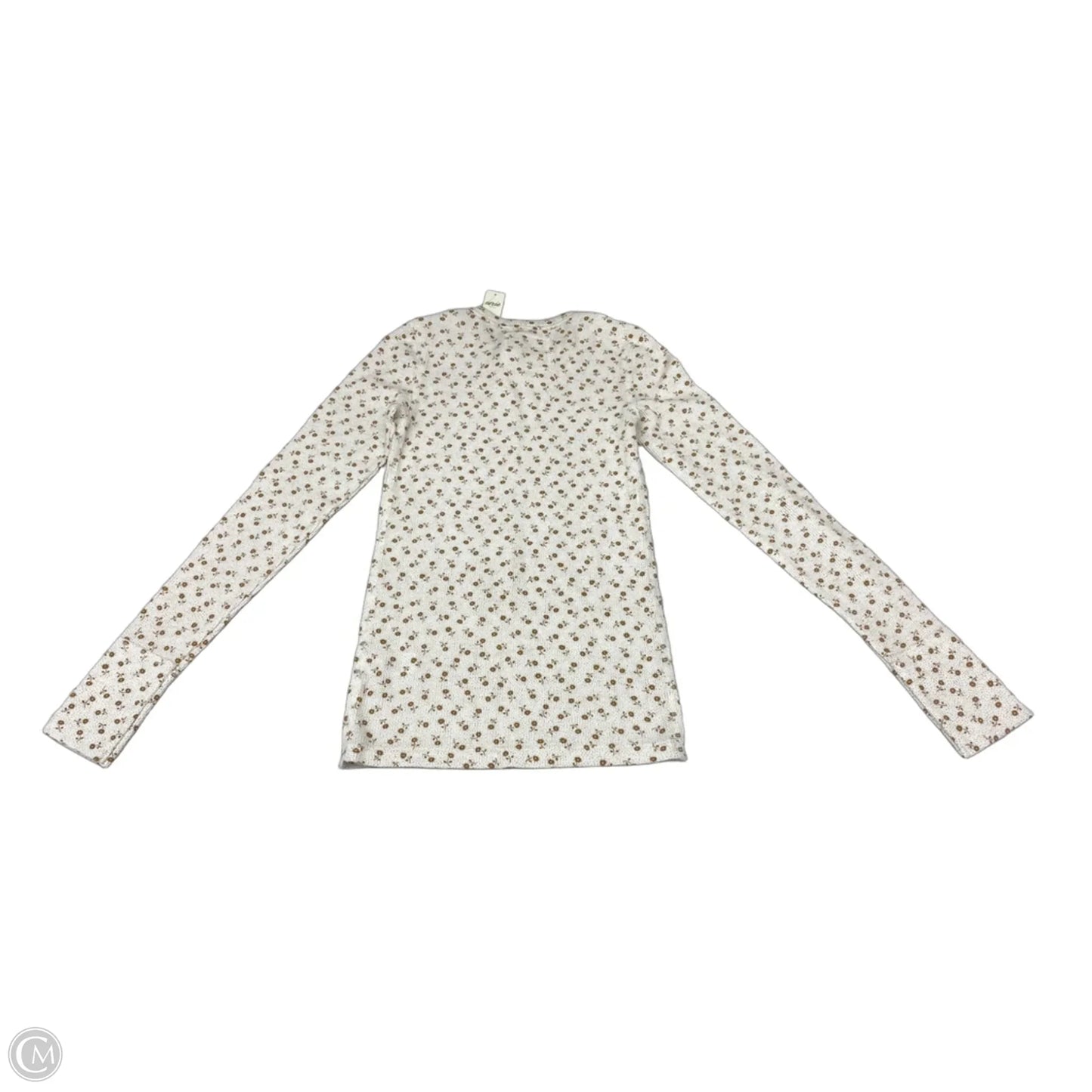 Top Long Sleeve By Aerie In Tan & White, Size: Xs