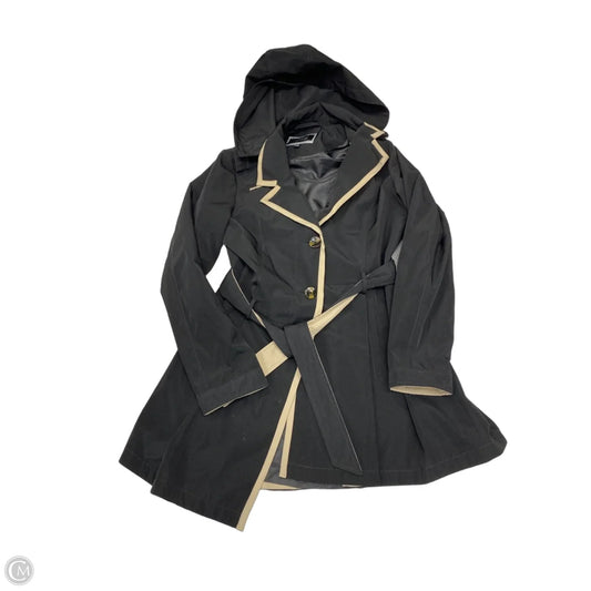 Coat Trench Coat By Apt 9 In Black & Tan, Size: S
