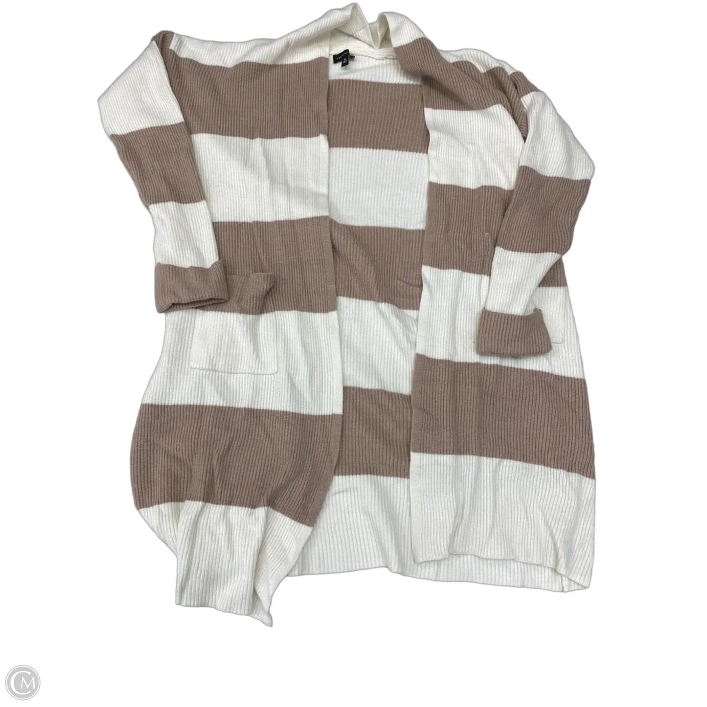 Cardigan By Clothes Mentor In Brown & Cream, Size: Xl