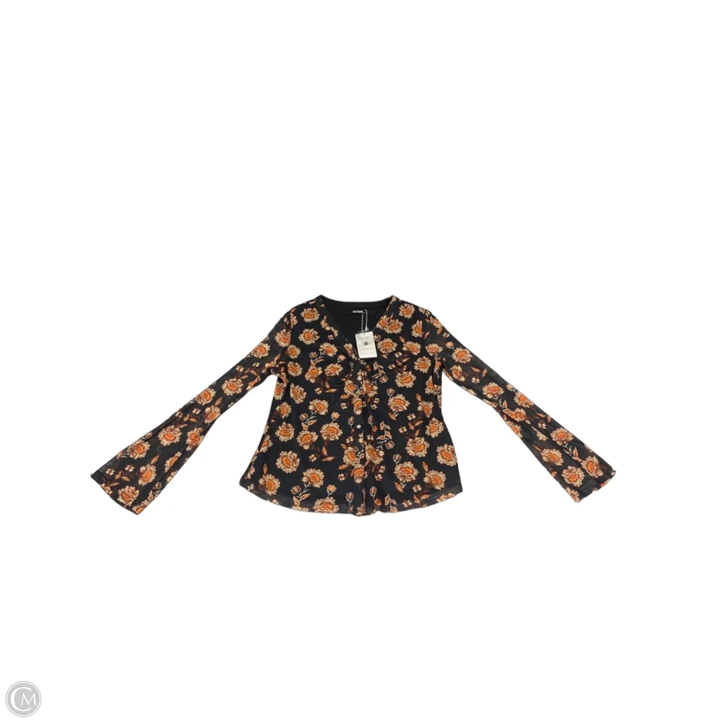 Blouse Long Sleeve By Btfbm In Floral Print, Size: Osfm
