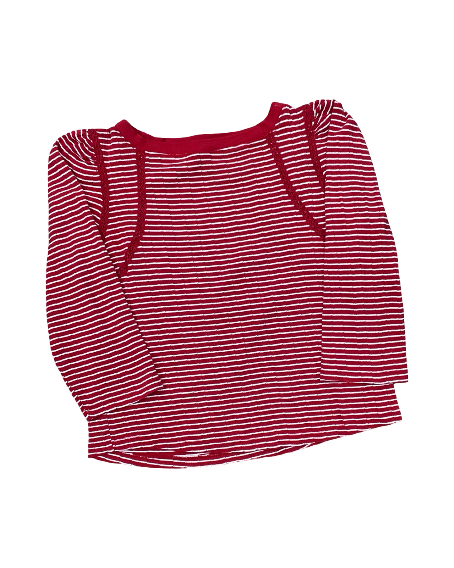 Top 3/4 Sleeve By Democracy In Red & White, Size:Xl