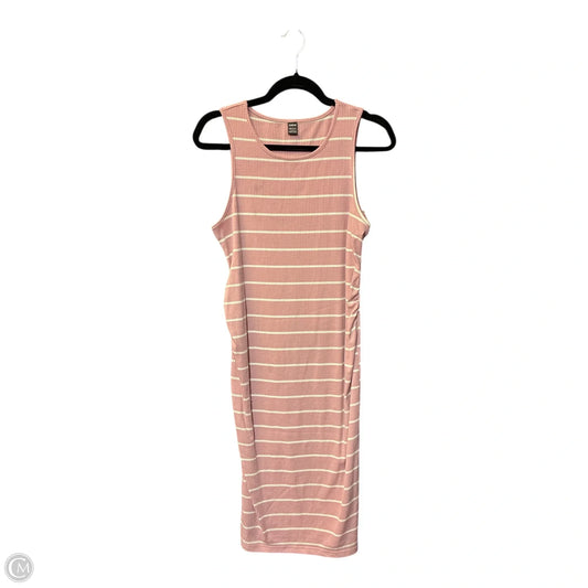 Dress Casual Midi By Shein In Pink & White, Size: L