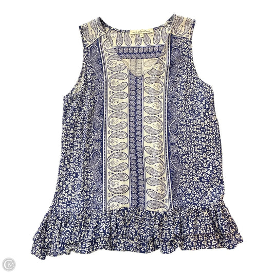 Blouse Sleeveless By Ava Christine In Blue & White, Size: Xs