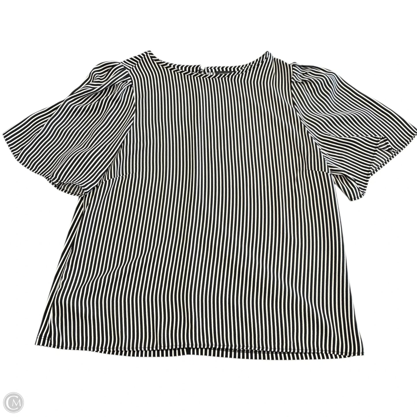 Blouse Short Sleeve By Ann Taylor In Black & White, Size: S