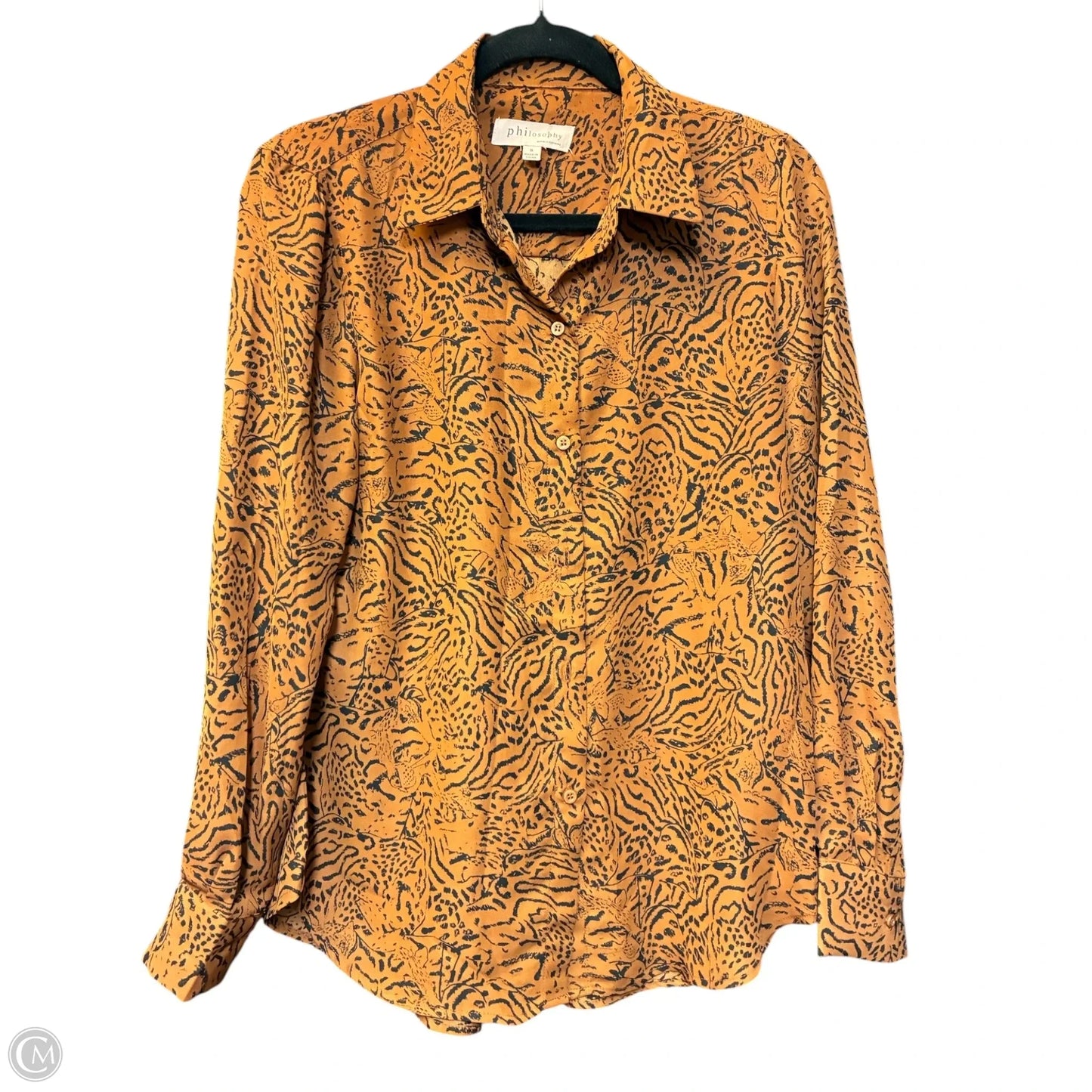 Blouse Long Sleeve By Philosophy In Brown, Size: S