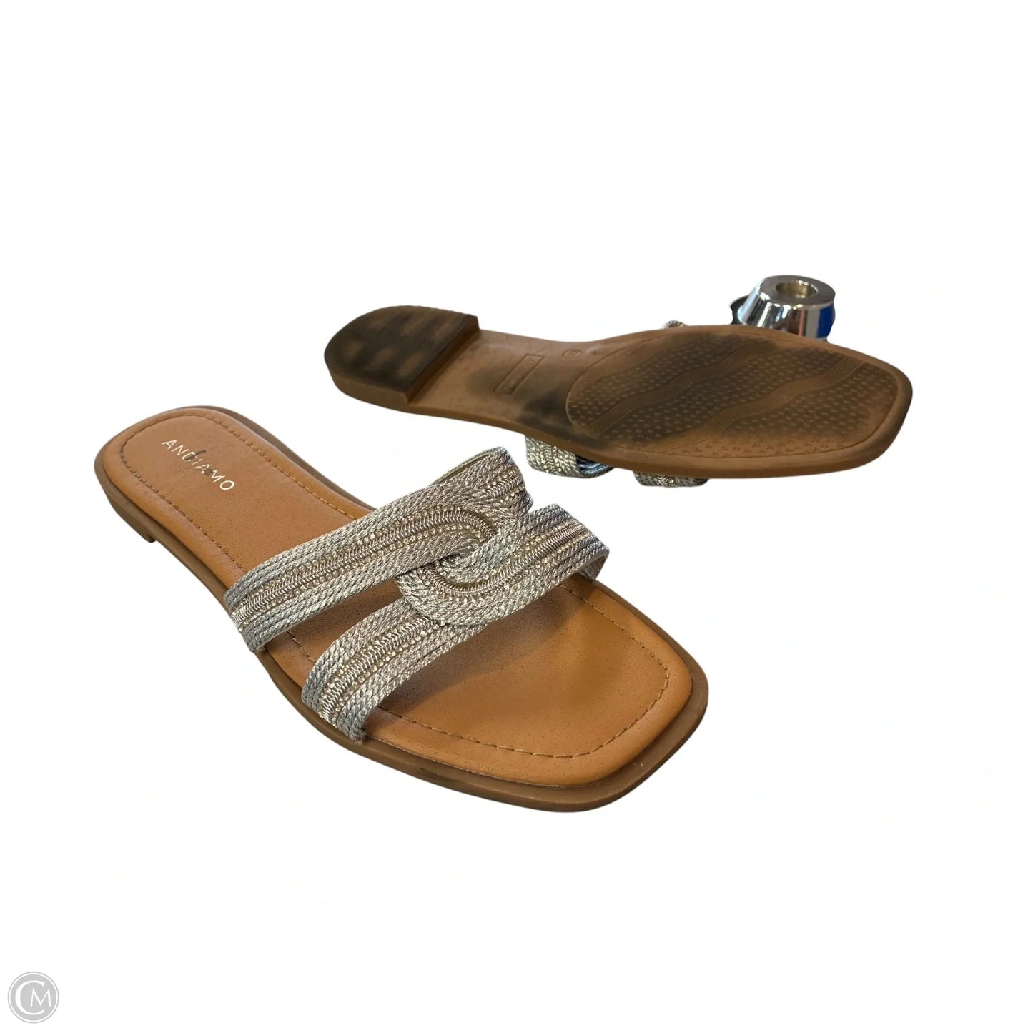 Sandals Flats By Andiano In Silver, Size: 10