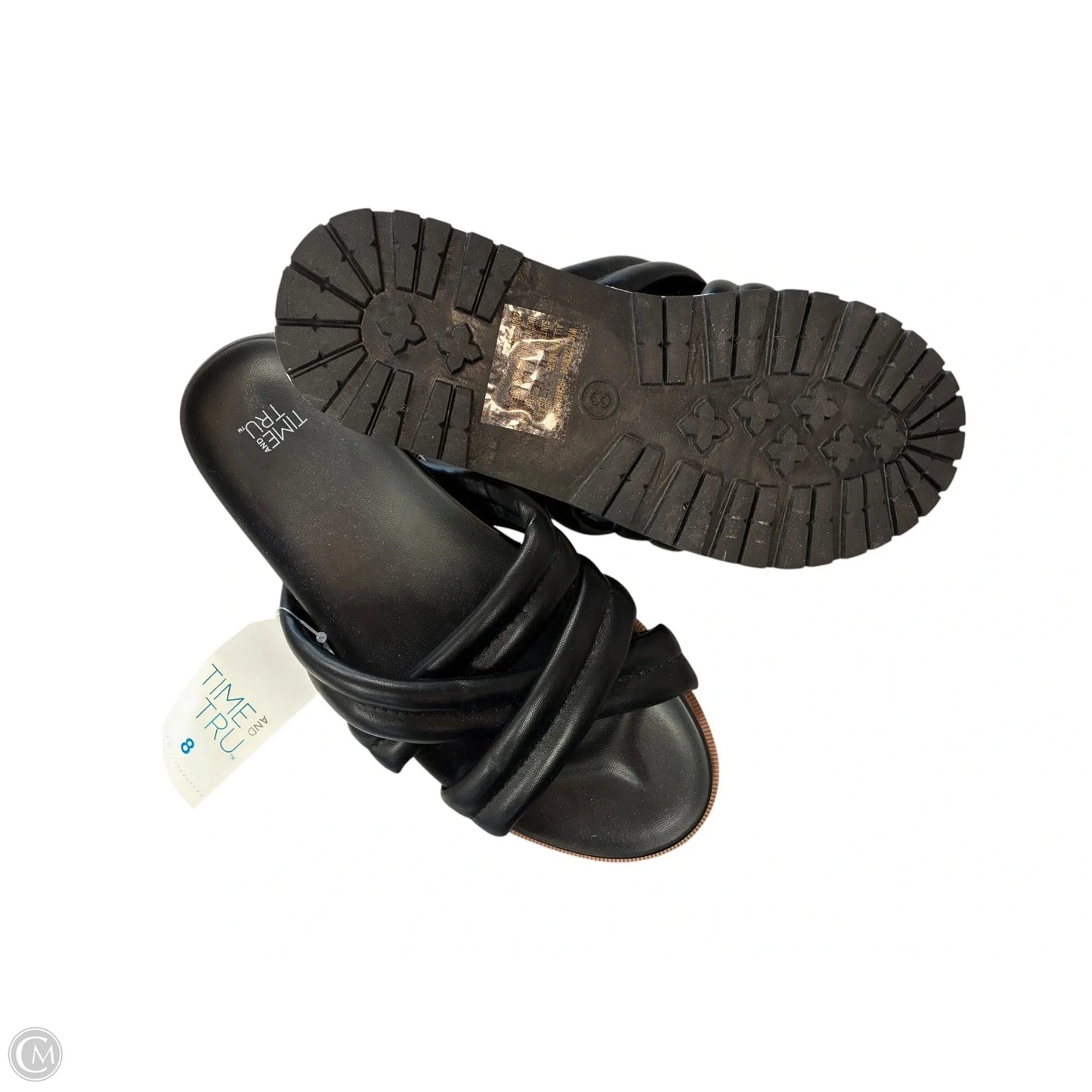 Sandals Flats By Time And Tru In Black, Size: 8