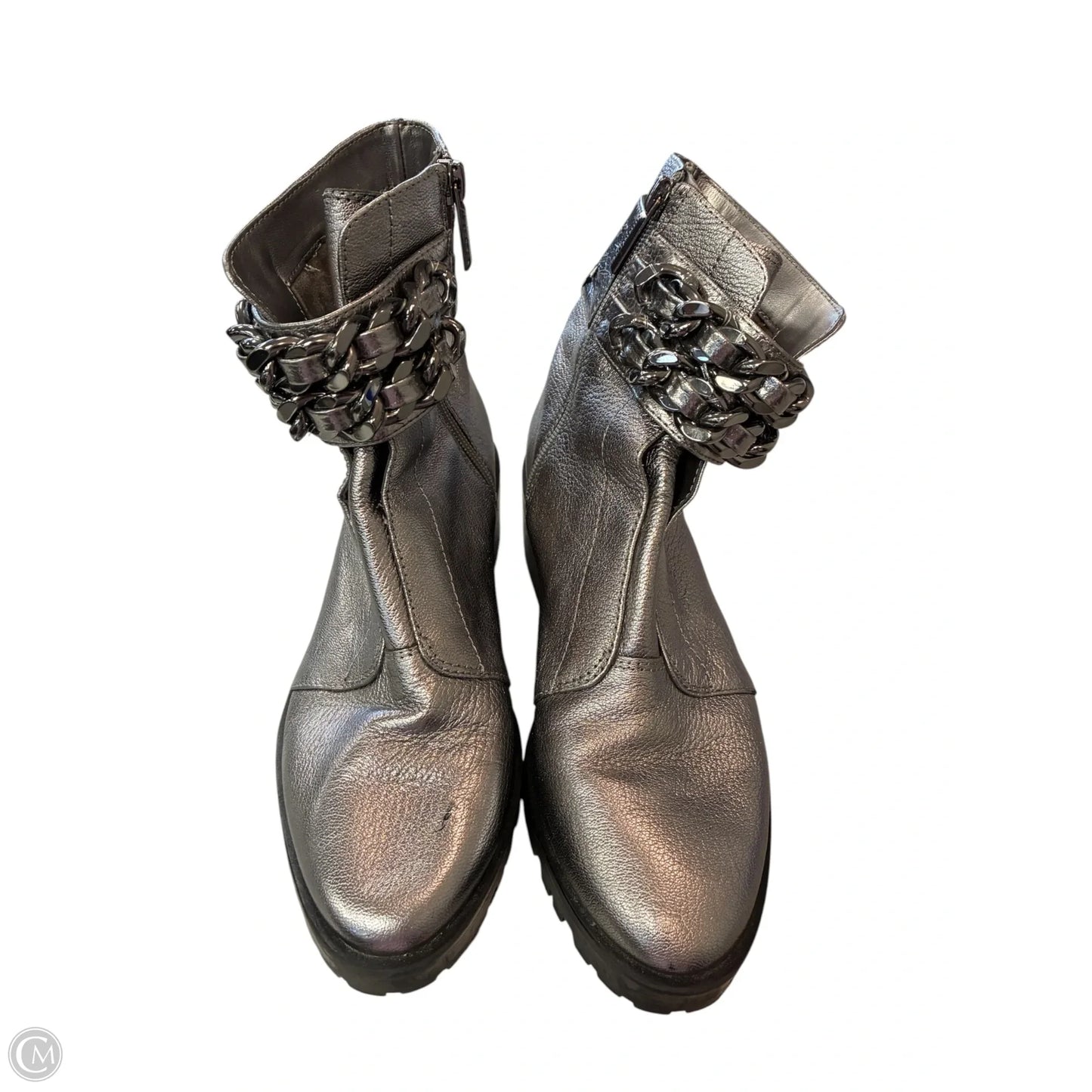 Boots Designer By Karl Lagerfeld In Silver, Size: 7.5
