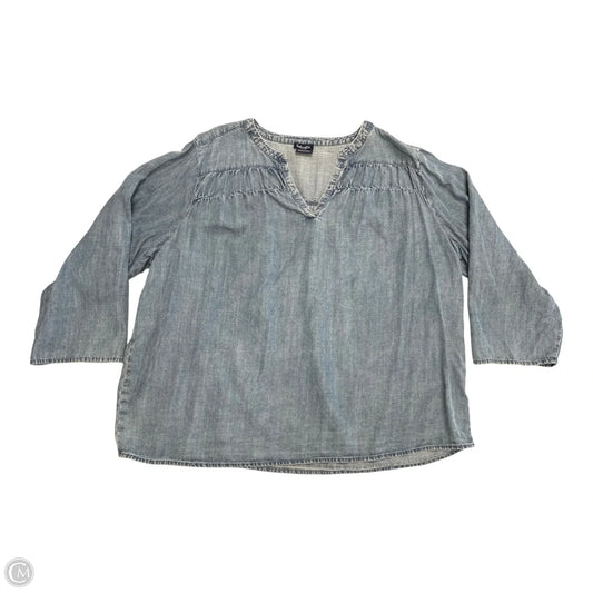 Top 3/4 Sleeve By Splendid In Blue Denim, Size: Xxl