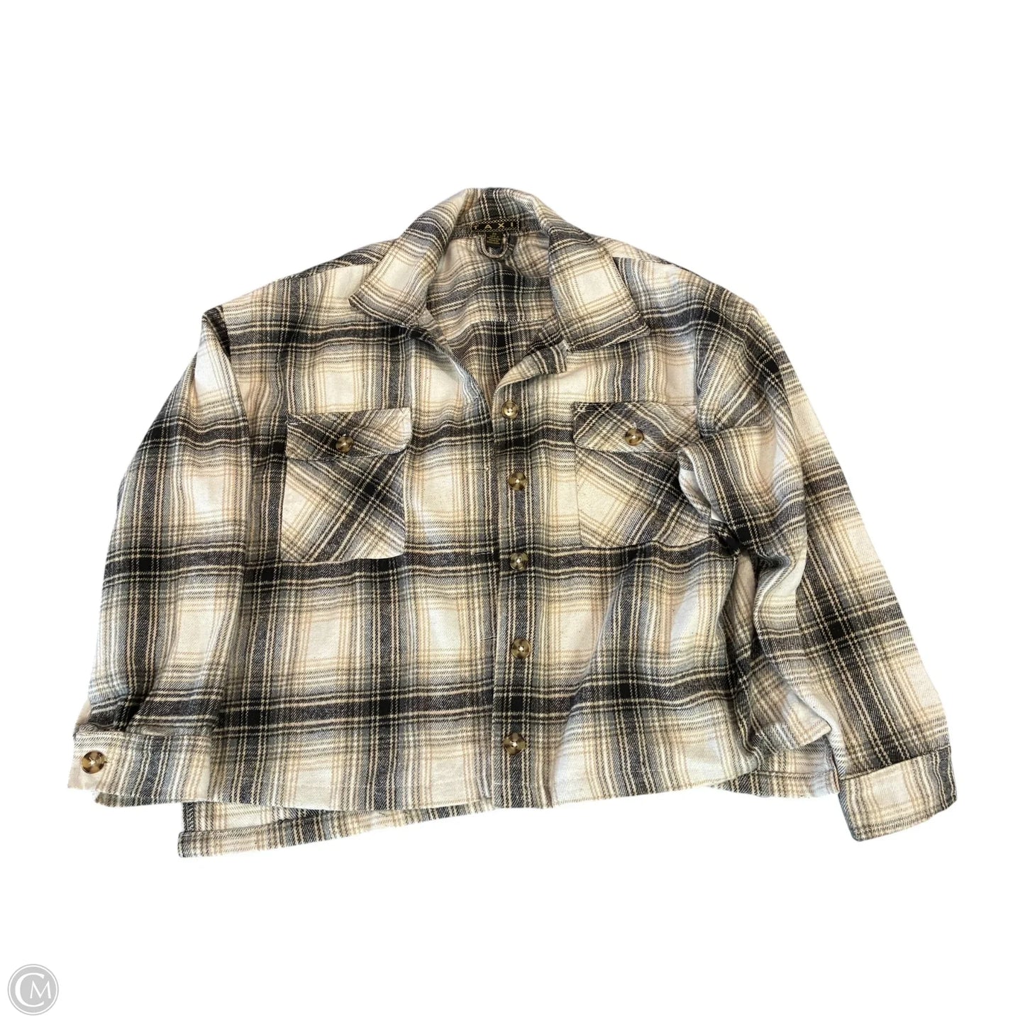 Jacket Shirt By Cmf In Tan & White, Size: 2x