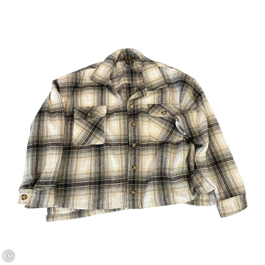 Jacket Shirt By Cmf In Tan & White, Size: 2x